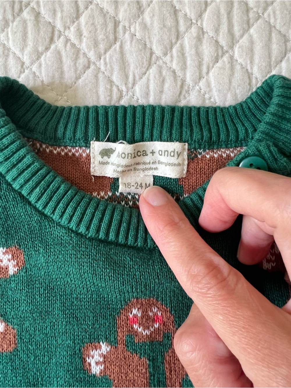 Mónica + Andy Sweater Romper Joyful Gingerbread, 18-24 months, Christmas holiday - Picture 2 of 3